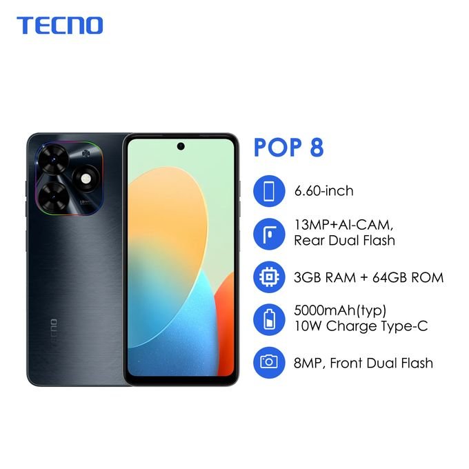 Tecno Pop 8 128gb+4gb Dual Sim 5000MaH - Image 2